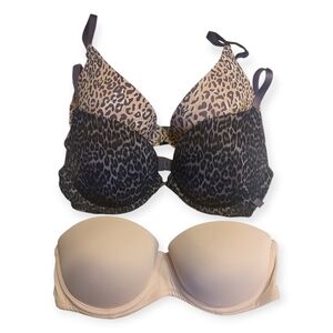 Victoria's Secret Leopard and Nude Bra Duo